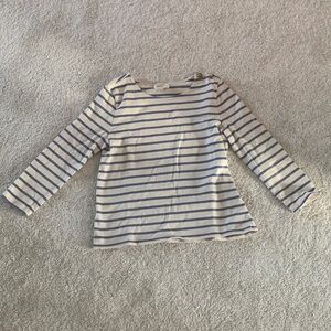 Sezane Blue and Cream Striped Long Sleeve Top